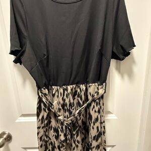 SHEIN Black and Cream Patterned Dress